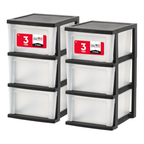 Plastic 3-Drawers Storage Organizer - 2 Pack