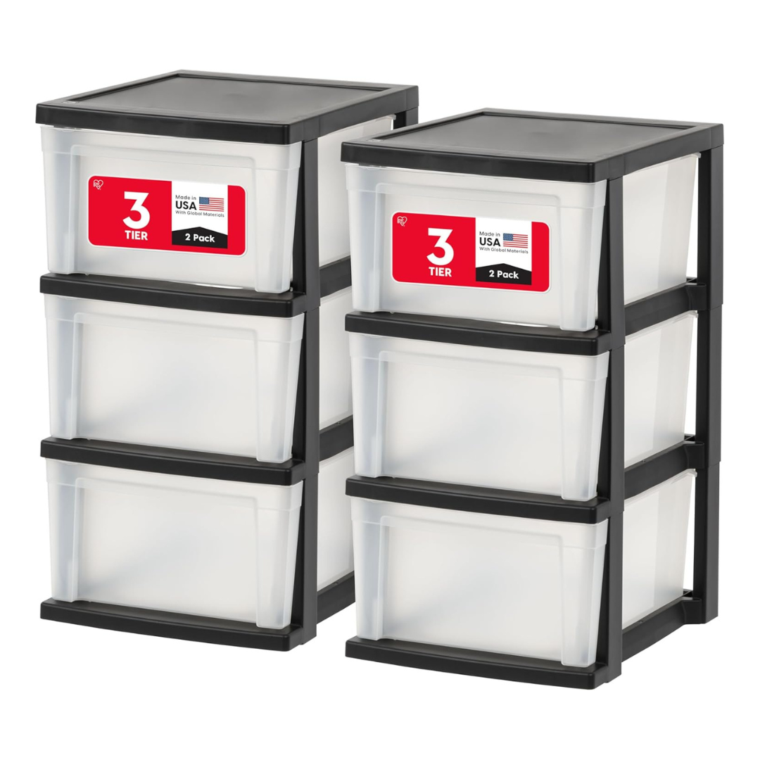Plastic 3-Drawers Storage Organizer - 2 Pack
