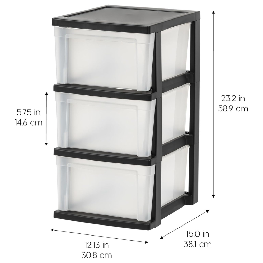 Plastic 3-Drawers Storage Organizer - 2 Pack