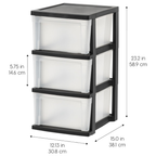 Plastic 3-Drawers Storage Organizer - 2 Pack