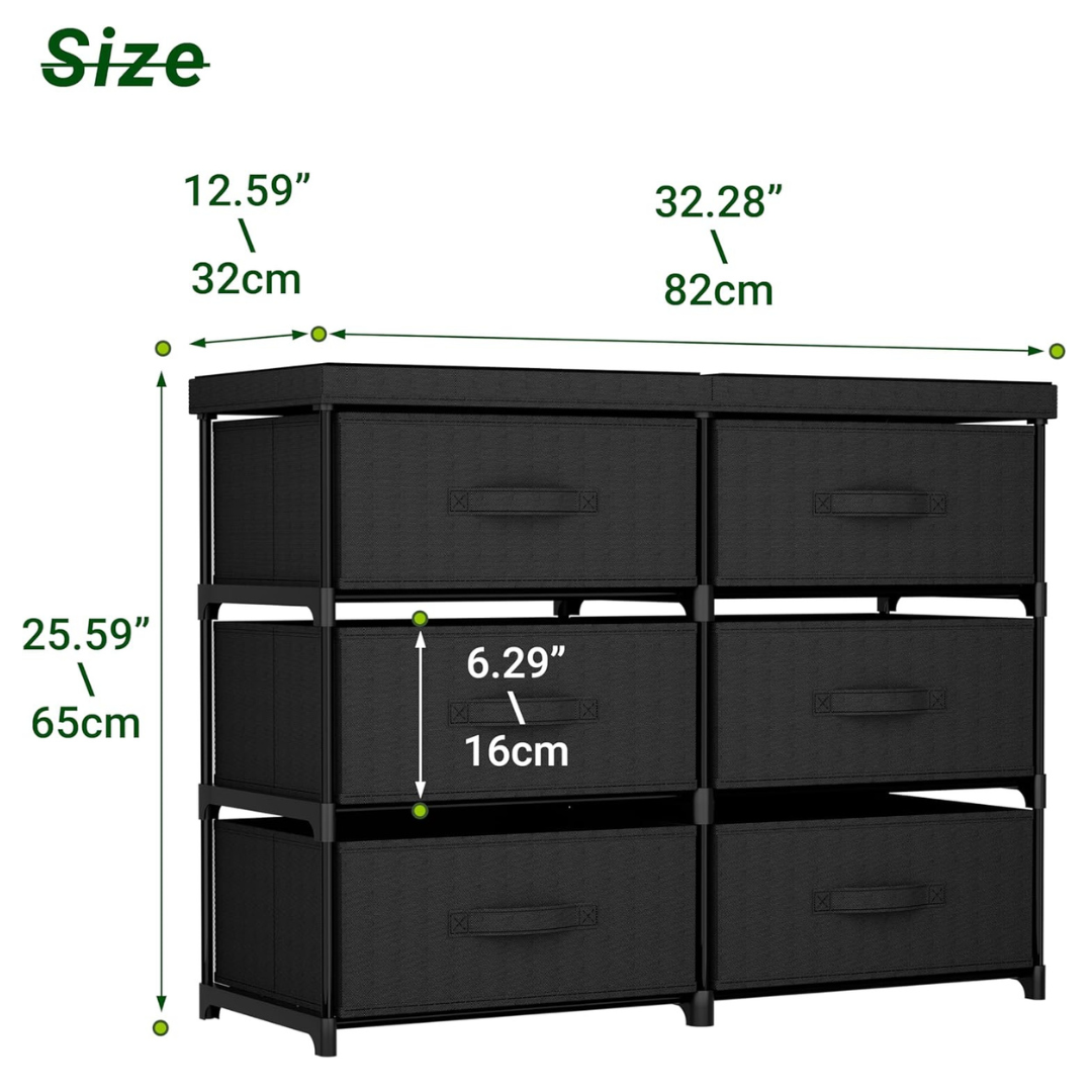Dresser with 6 Fabric Drawer Stand
