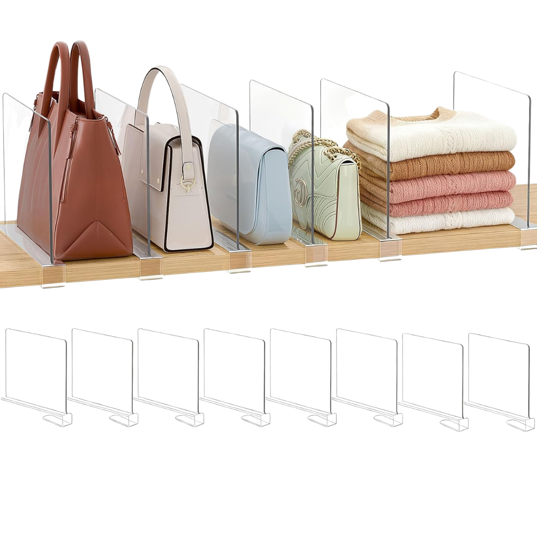 Adjustable Organizer for Closet Shelf - 8-Pack