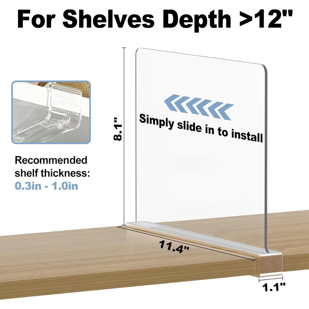 Adjustable Organizer for Closet Shelf - 8-Pack