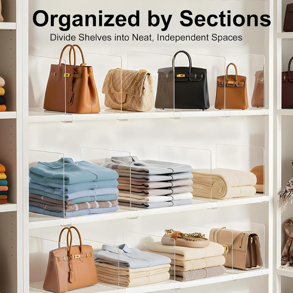 Adjustable Organizer for Closet Shelf - 8-Pack