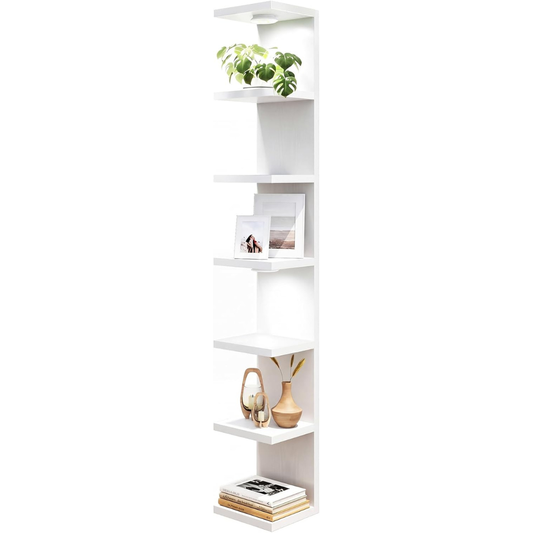 7 Tier Wall Shelf Unit Floating Shelves with LED Lights