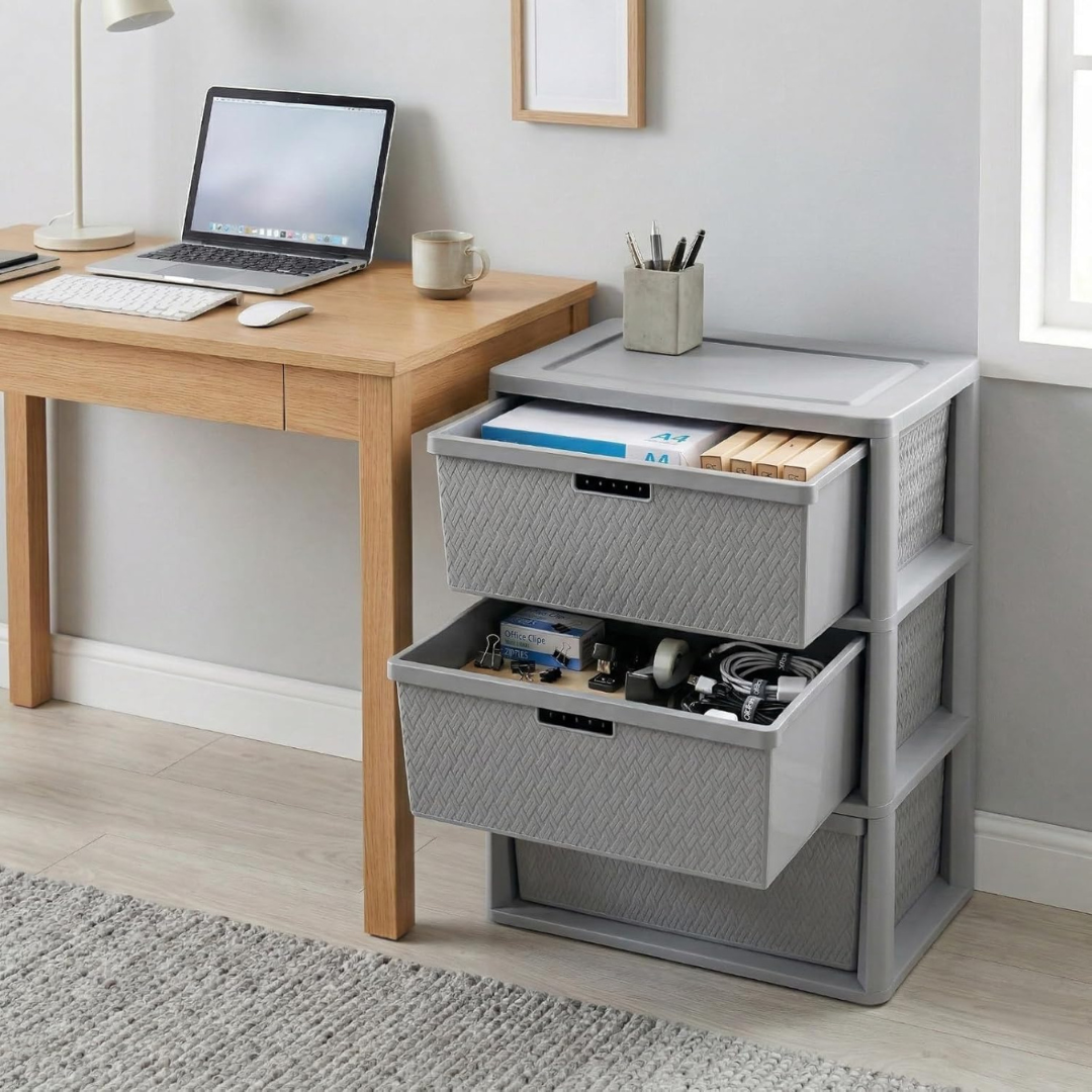 3-Drawer Plastic Storage Tower